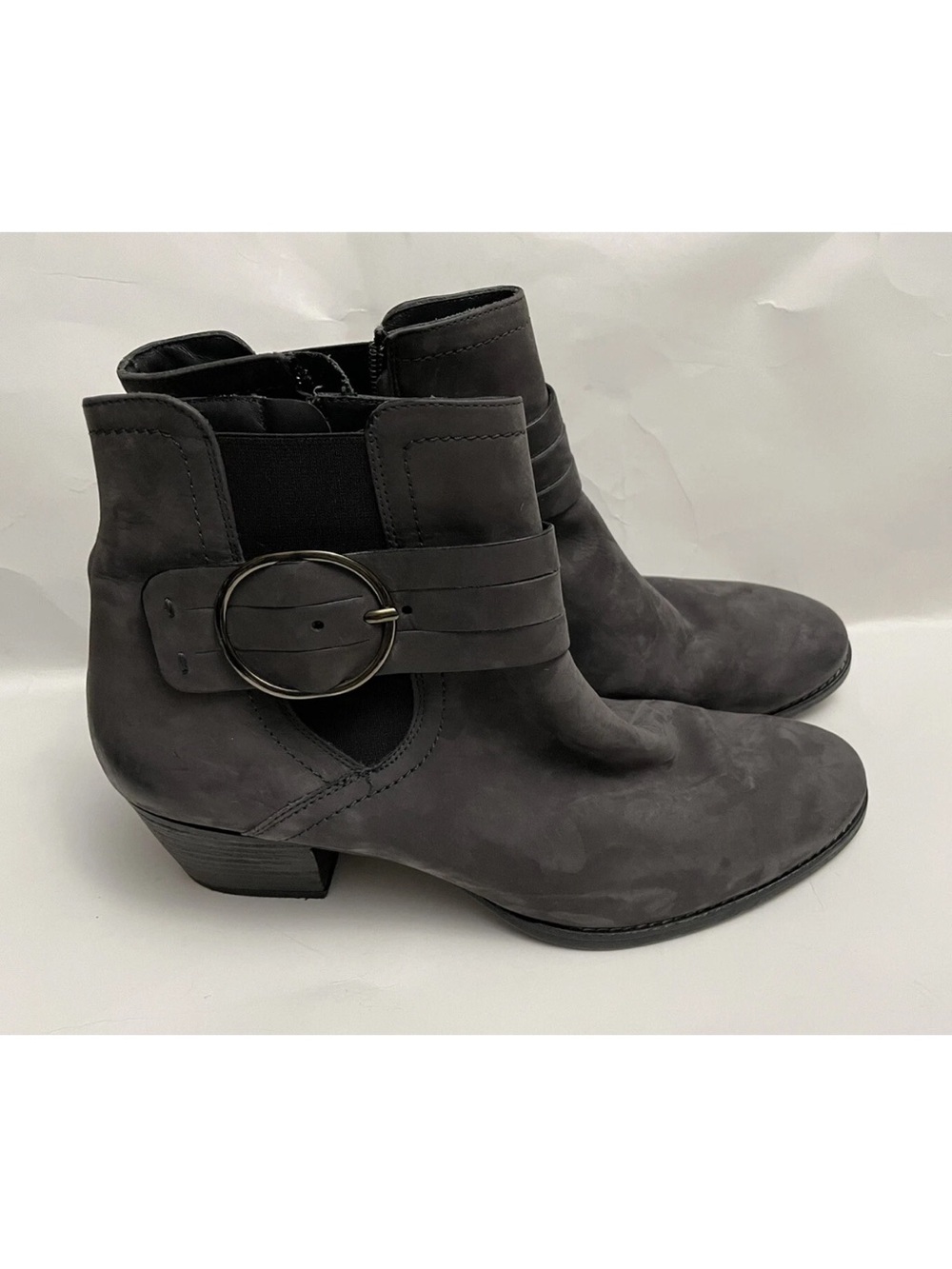 Paul Green Charcoal Suede Ankle Booties with Buckle Strap Sz.7.5 UK,9/10 USA